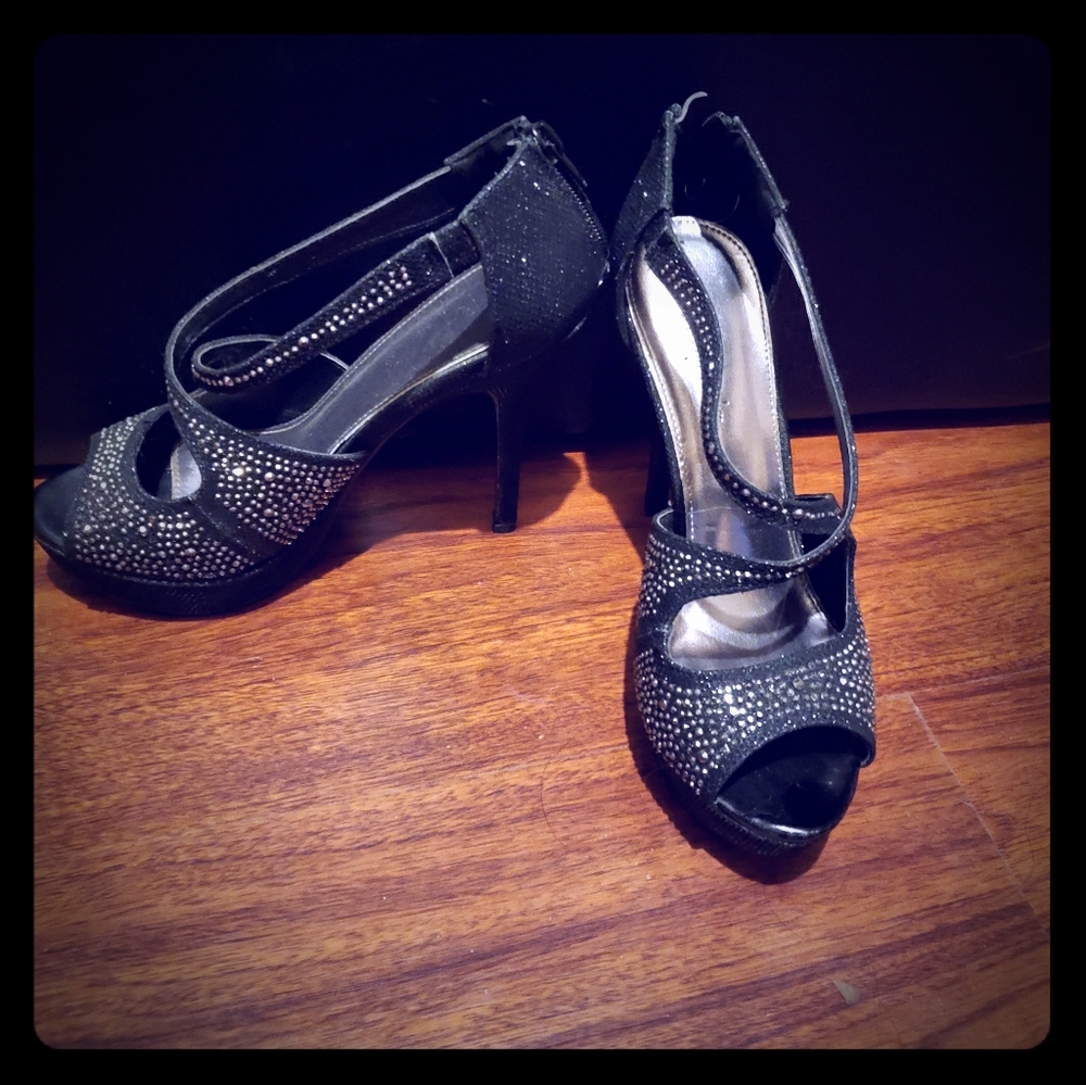 Black heels with Crystal's